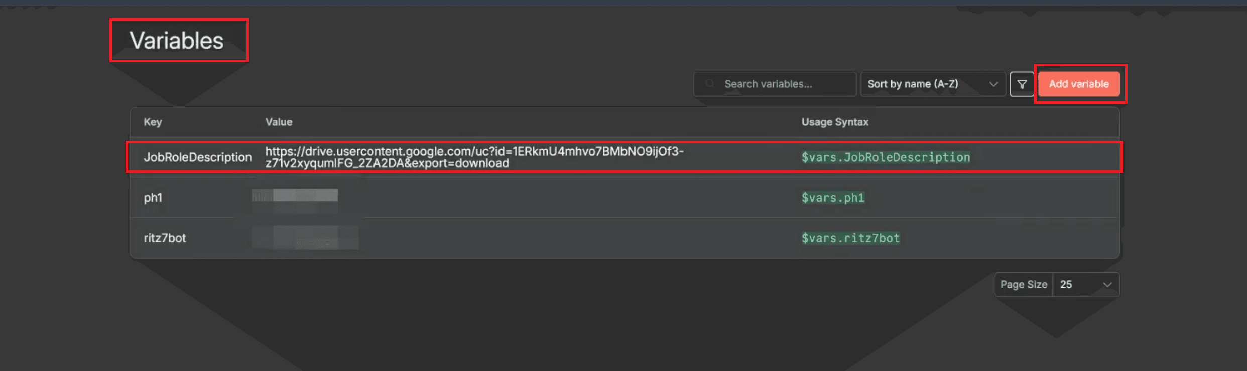 add variables