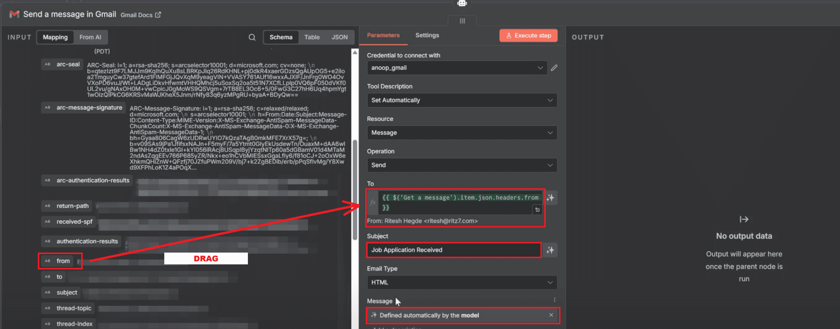 parameters of send a message in gmail
