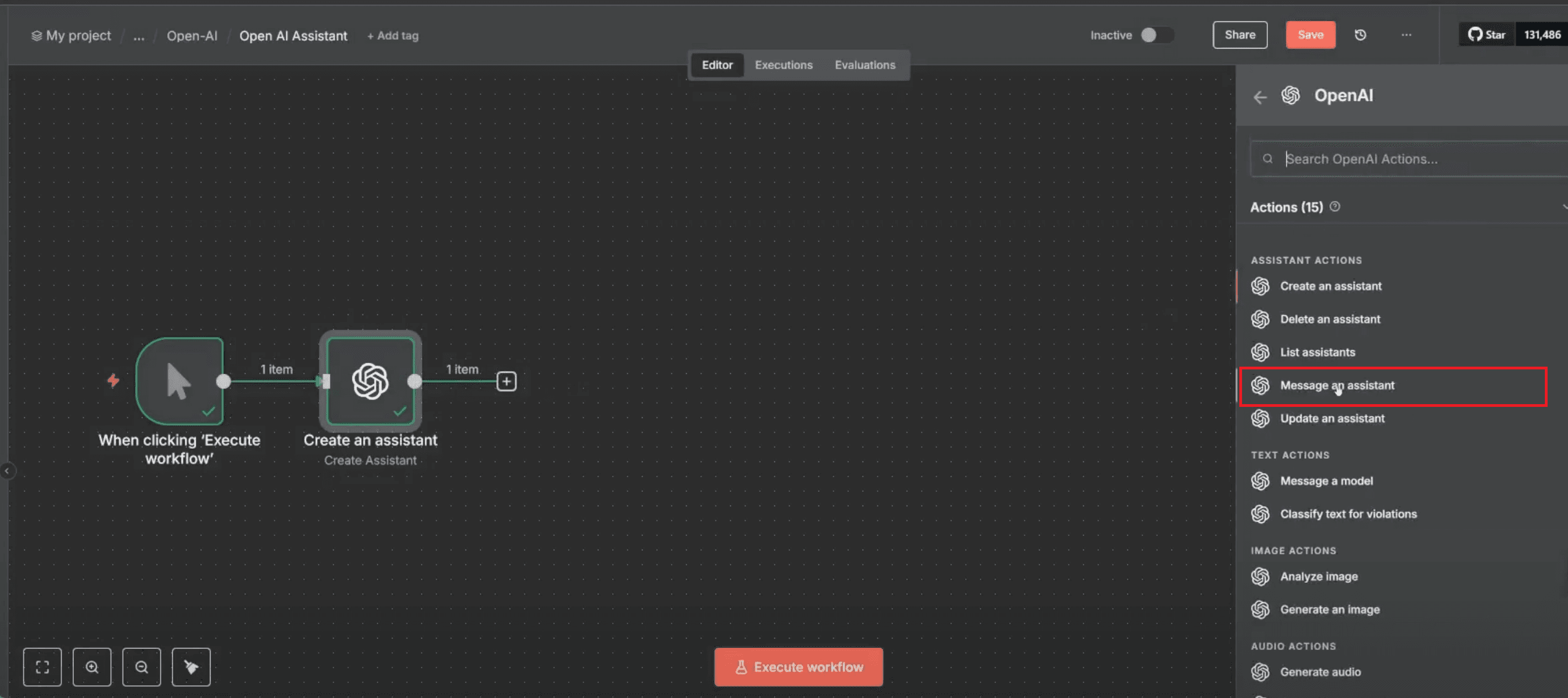 Message an assistant - n8n ai agent