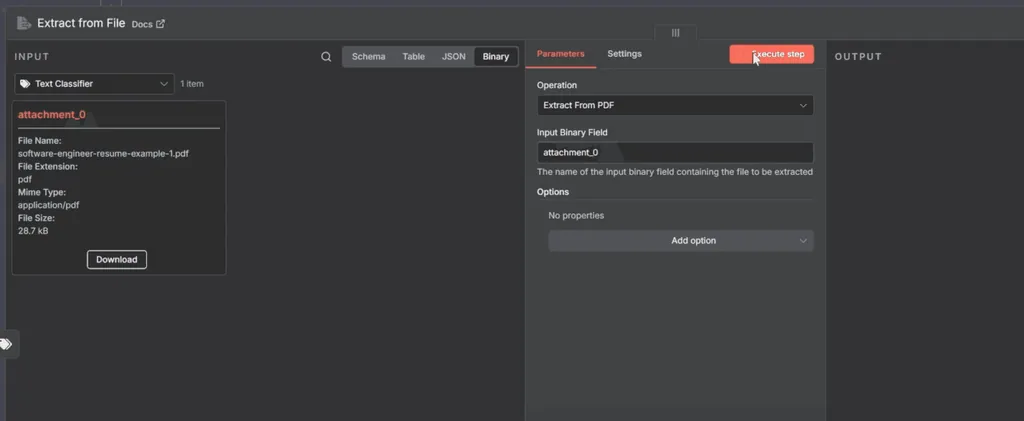 parameters of extract from file